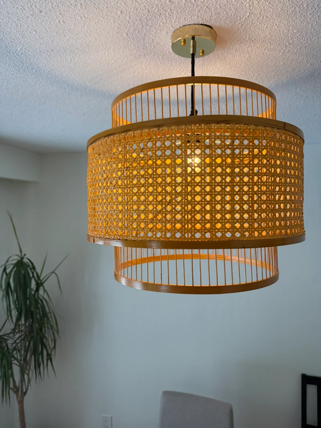 Tiered Rattan Pendant Light Fixture