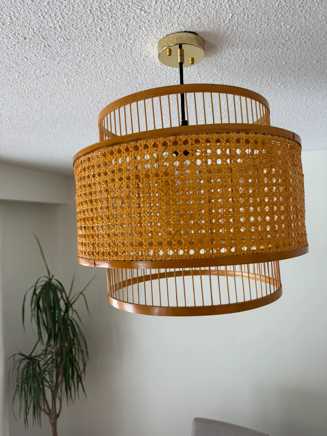 Tiered Rattan Pendant Light Fixture - photo 2