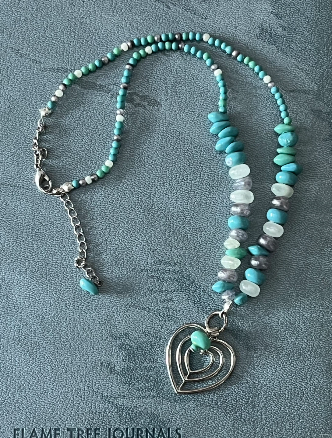 Beaded Necklace with Heart Charm