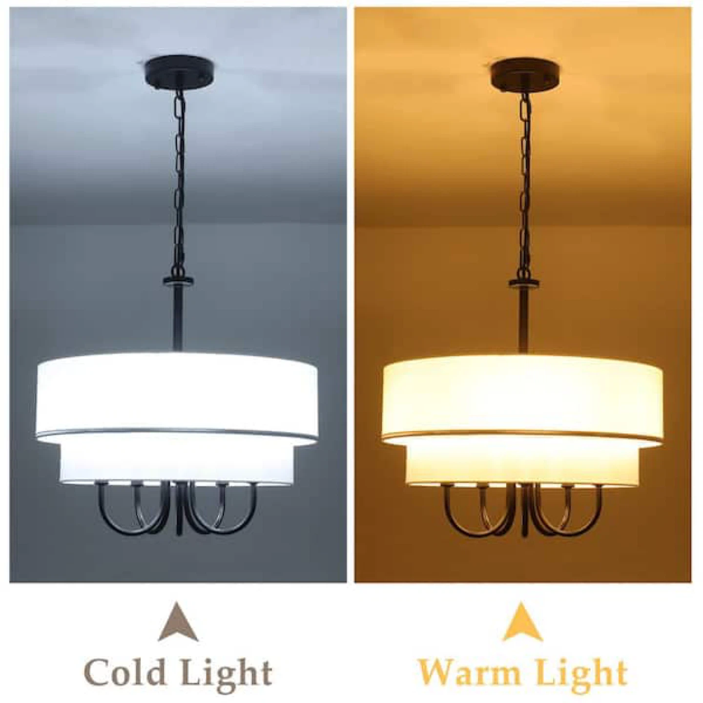 Drum Shade Chandelier with Tiered Fabric Shades - photo 4