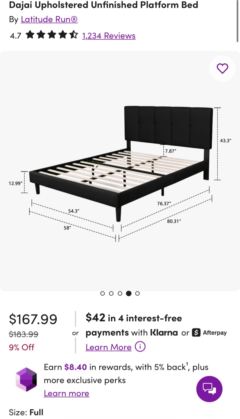 Dajai Upholstered Unfinished Platform Bed Frame - photo 3