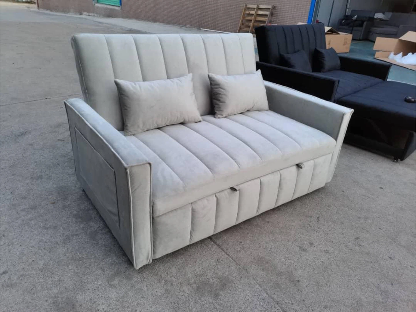 Grey Sofa Bed with Storage