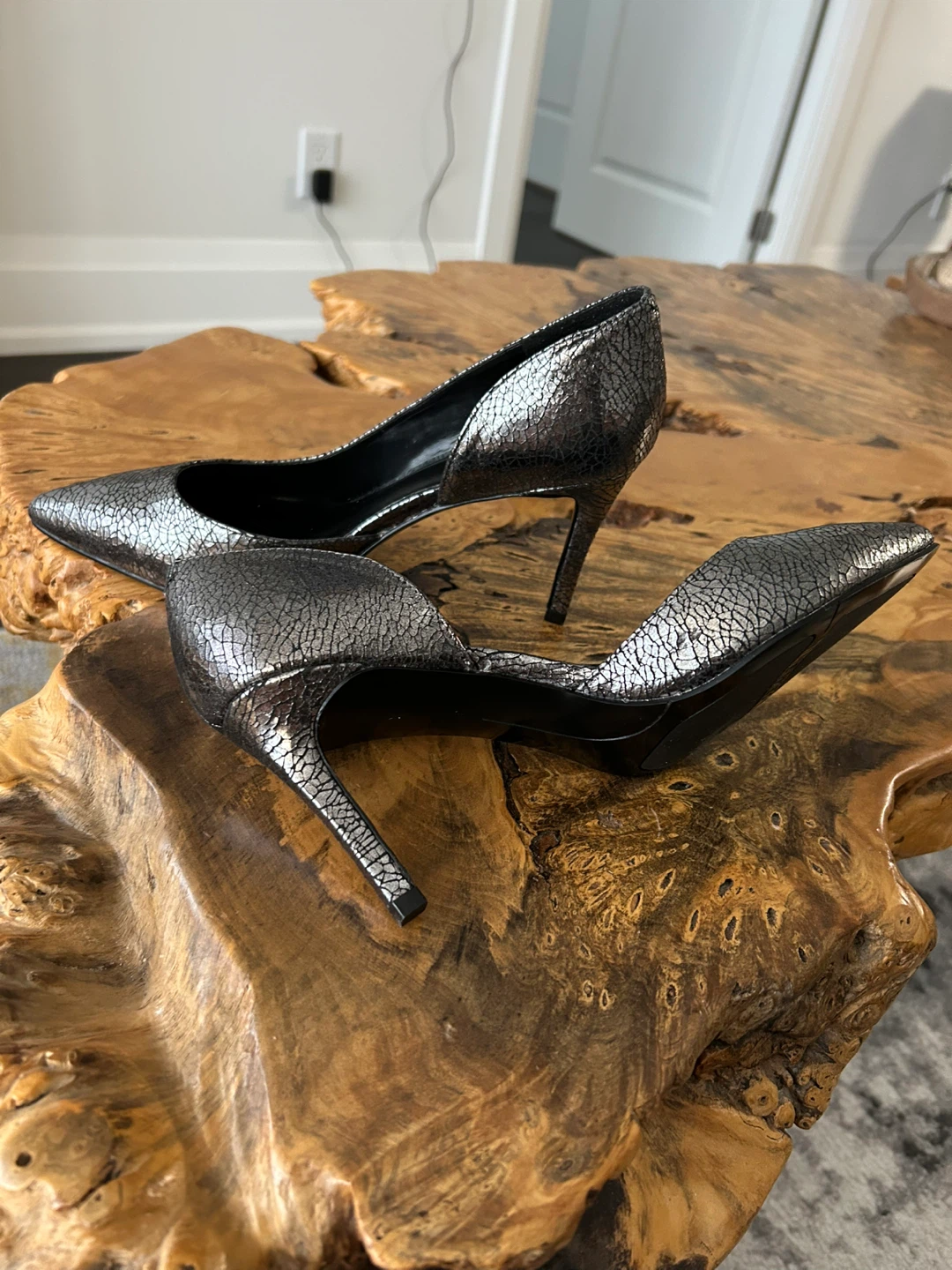 Nine West Women's Silver Textured Heels Size 8 - photo 3