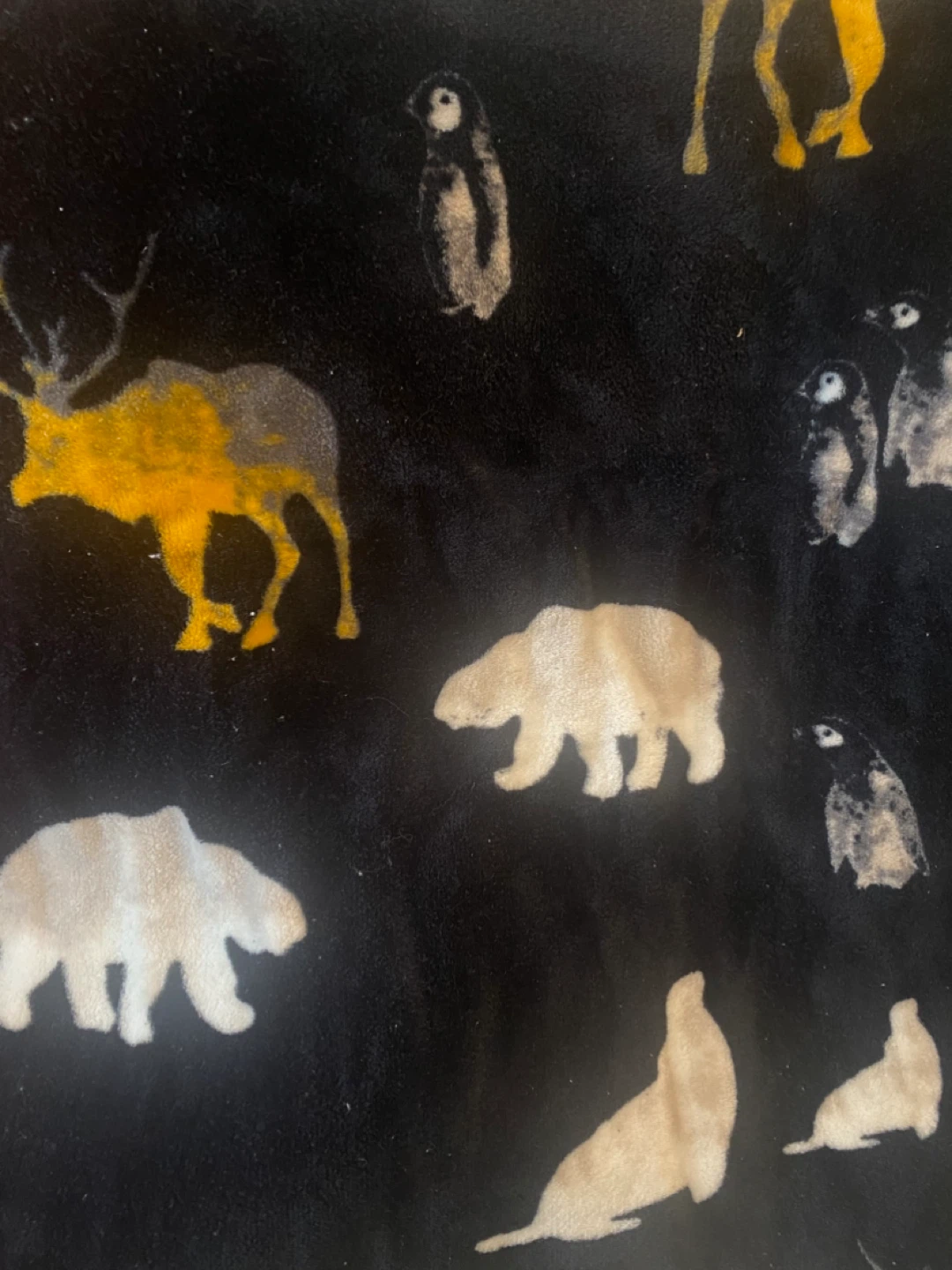 Black Fleece Blanket with Arctic Animals