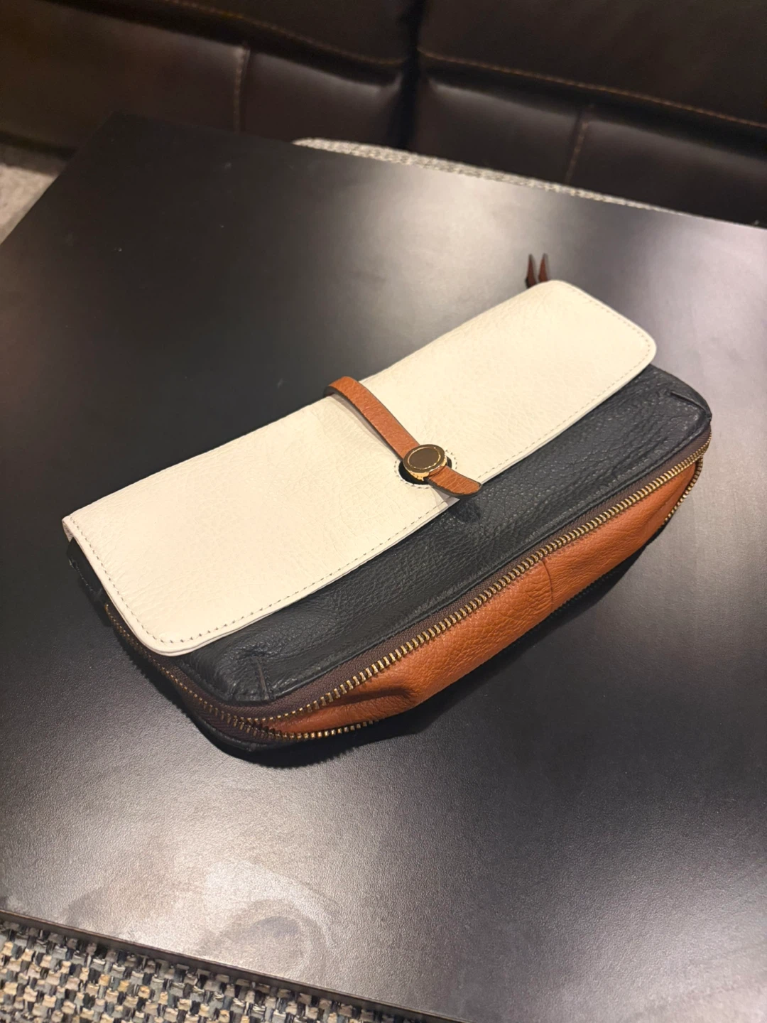 Danier Leather Clutch - Black, White, and Brown - photo 2