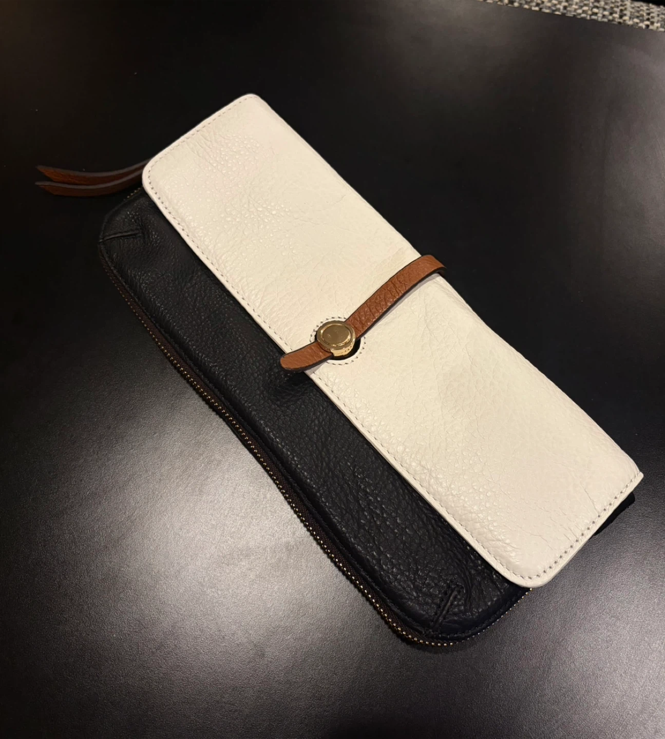 Danier Leather Clutch - Black, White, and Brown - photo 4