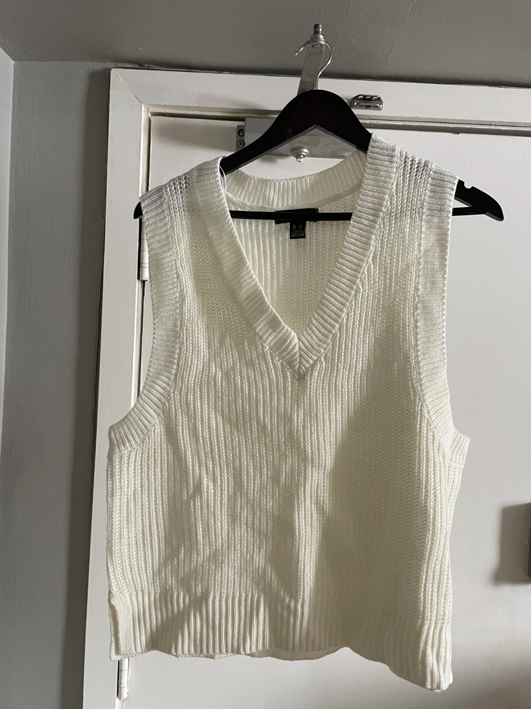 White Knitted Sweater Vest