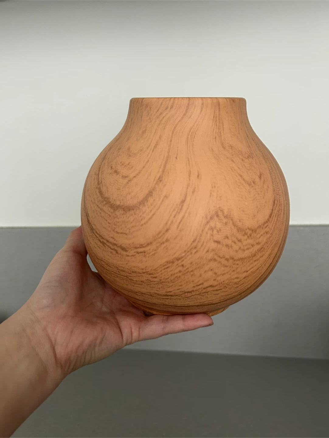 Set of 3 Wood-Look Ceramic Vases