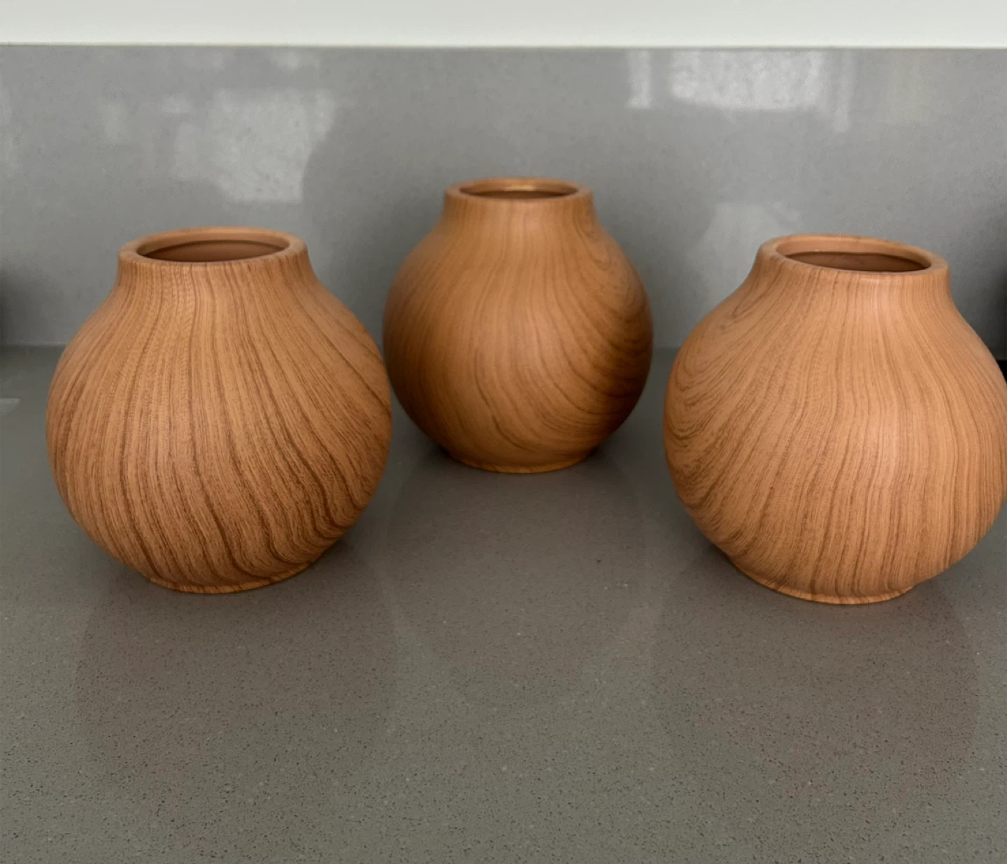 Set of 3 Wood-Look Ceramic Vases - photo 3