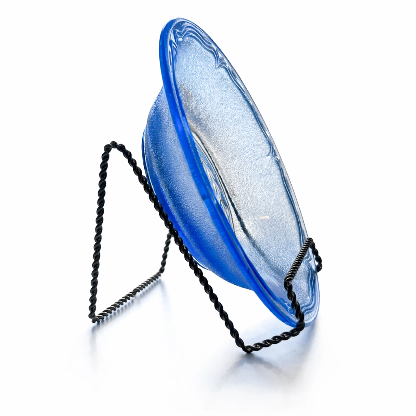 Cobalt Blue Frosted Glass Bowl, Laurel Medallion - photo 4