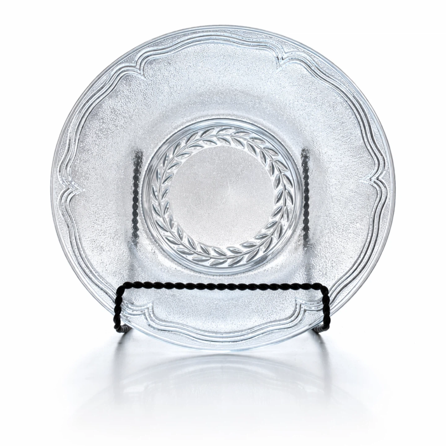 Cobalt Blue Frosted Glass Bowl, Laurel Medallion - photo 5