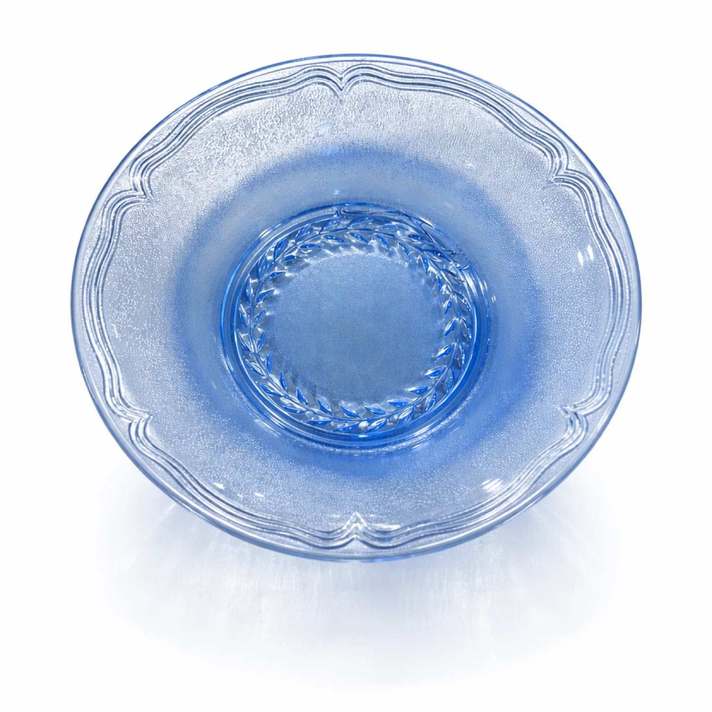 Cobalt Blue Frosted Glass Bowl, Laurel Medallion - photo 2
