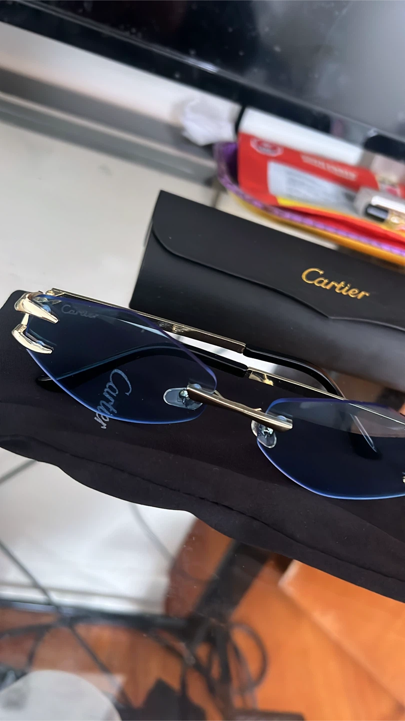 Cartier Rimless Blue Lens Sunglasses