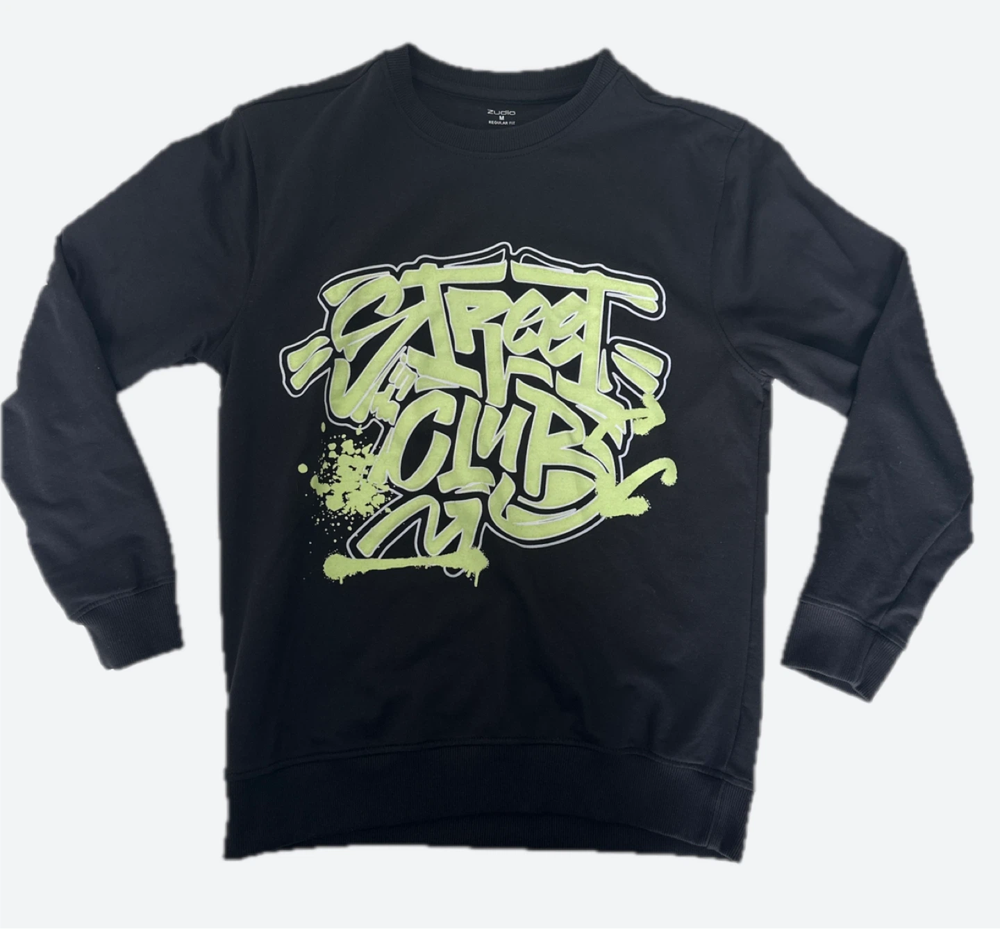 Zudio Crewneck Sweatshirt - Black/Neon