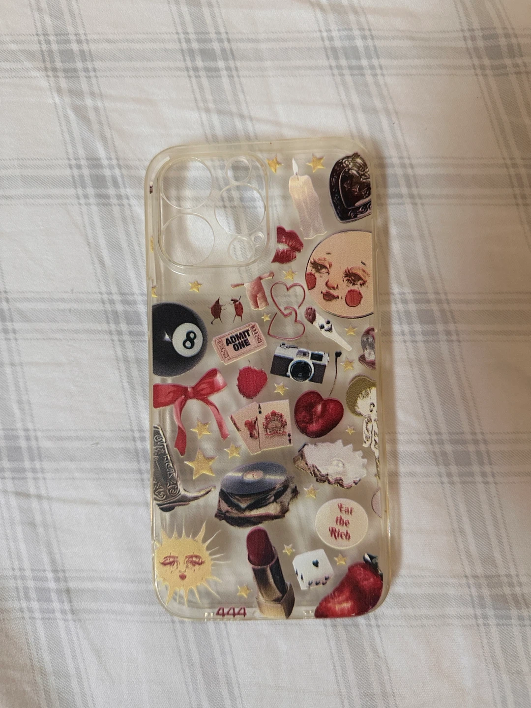 Clear phone case with vintage collage design 🏆