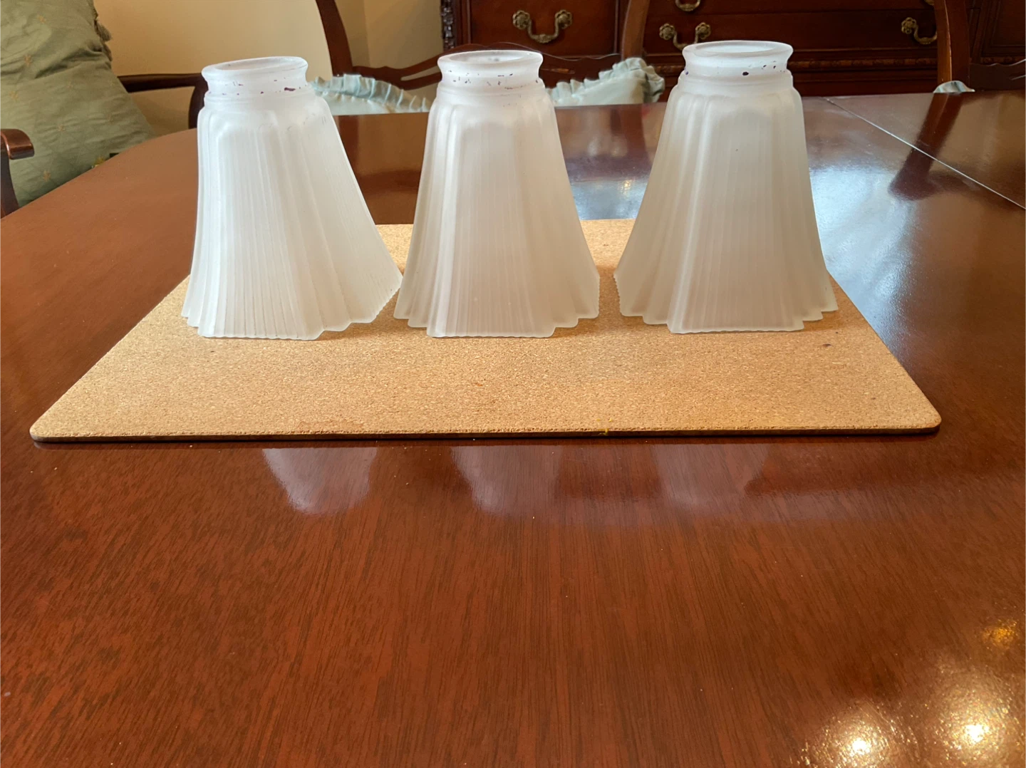 Set of 3 Frosted Glass Bell Lamp Shades