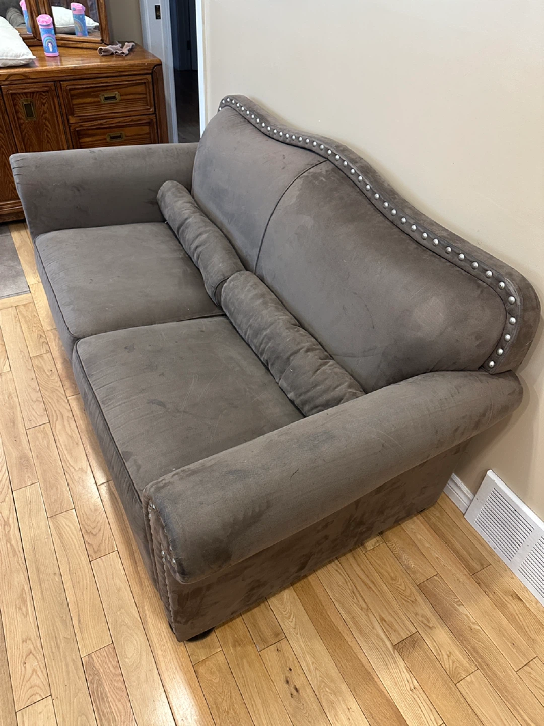 Olive Green Microsuede Love seat Sofa (CAN DELIVER) - photo 3