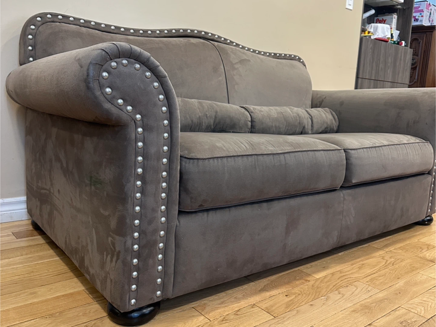 Olive Green Microsuede Love seat Sofa (CAN DELIVER) - photo 5