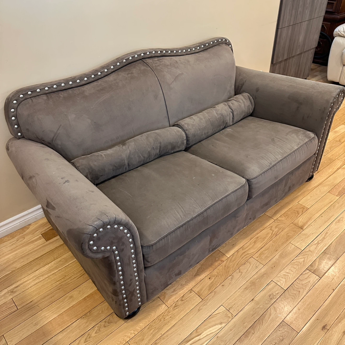 Olive Green Microsuede Love seat Sofa (CAN DELIVER) - photo 2