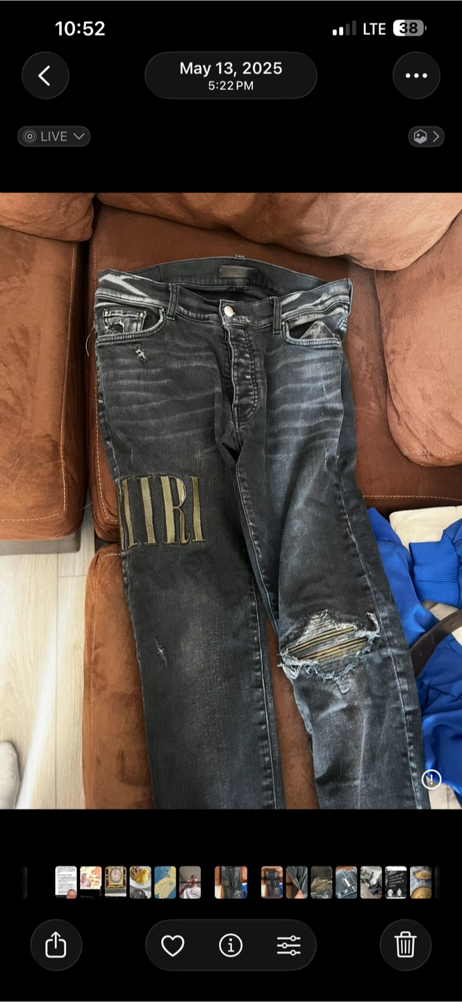 AMIRI Black Distressed Patch Jeans Size 32