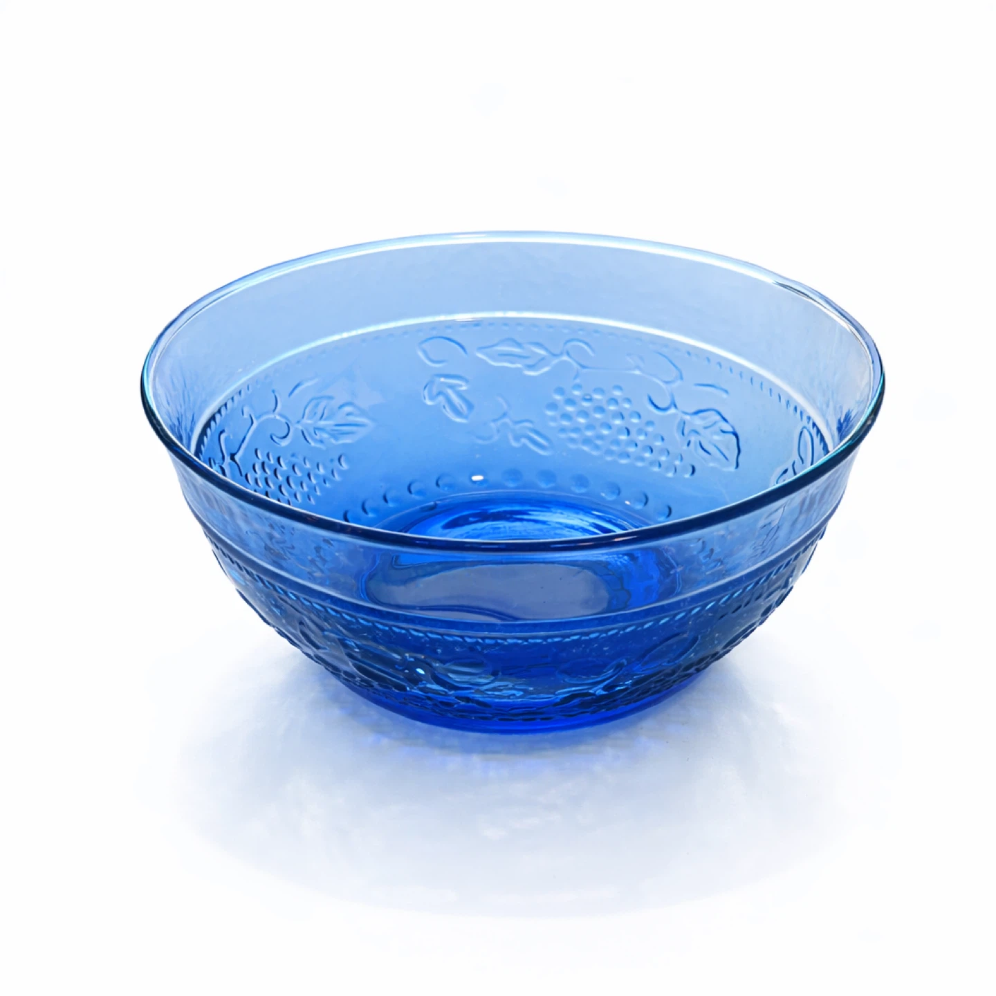 Set of 1 Cobalt Blue Pressed Glass Grape Bowl, 1960s - photo 2