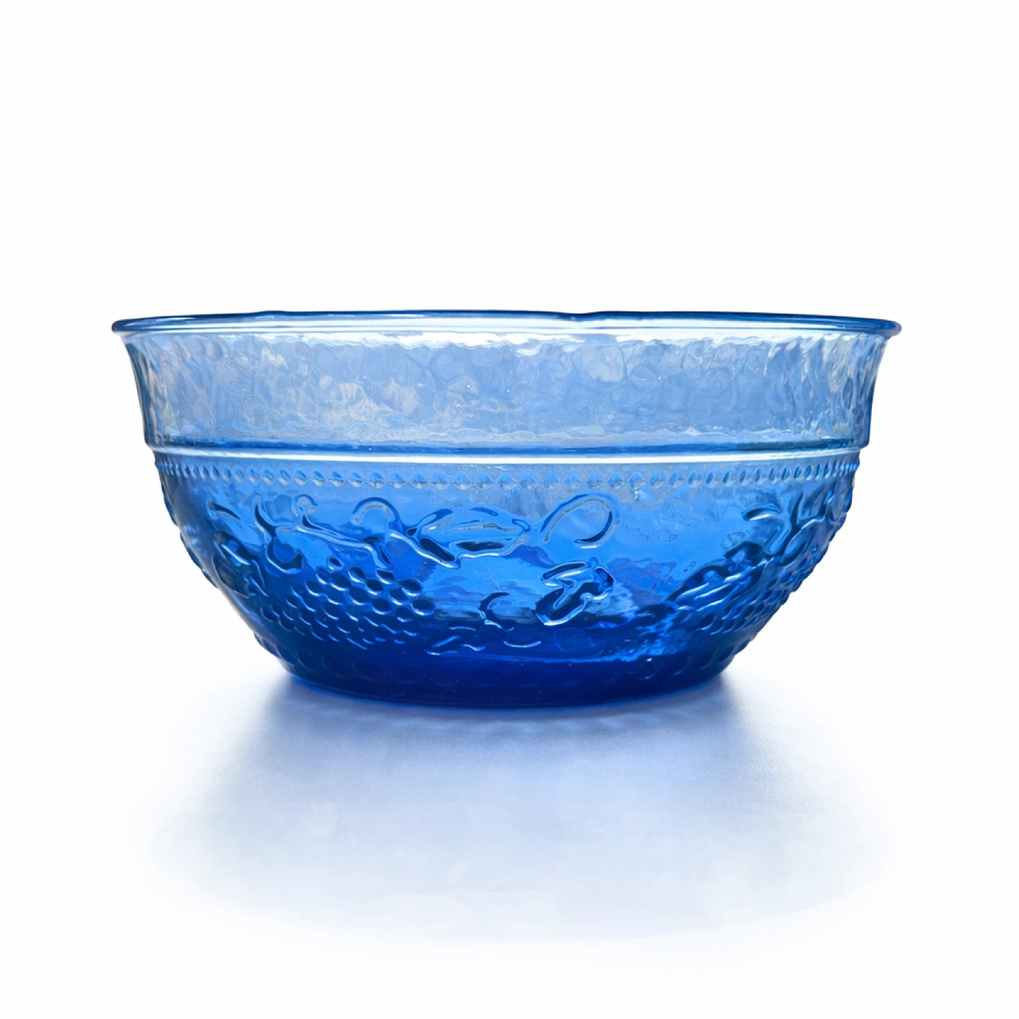 Set of 1 Cobalt Blue Pressed Glass Grape Bowl, 1960s