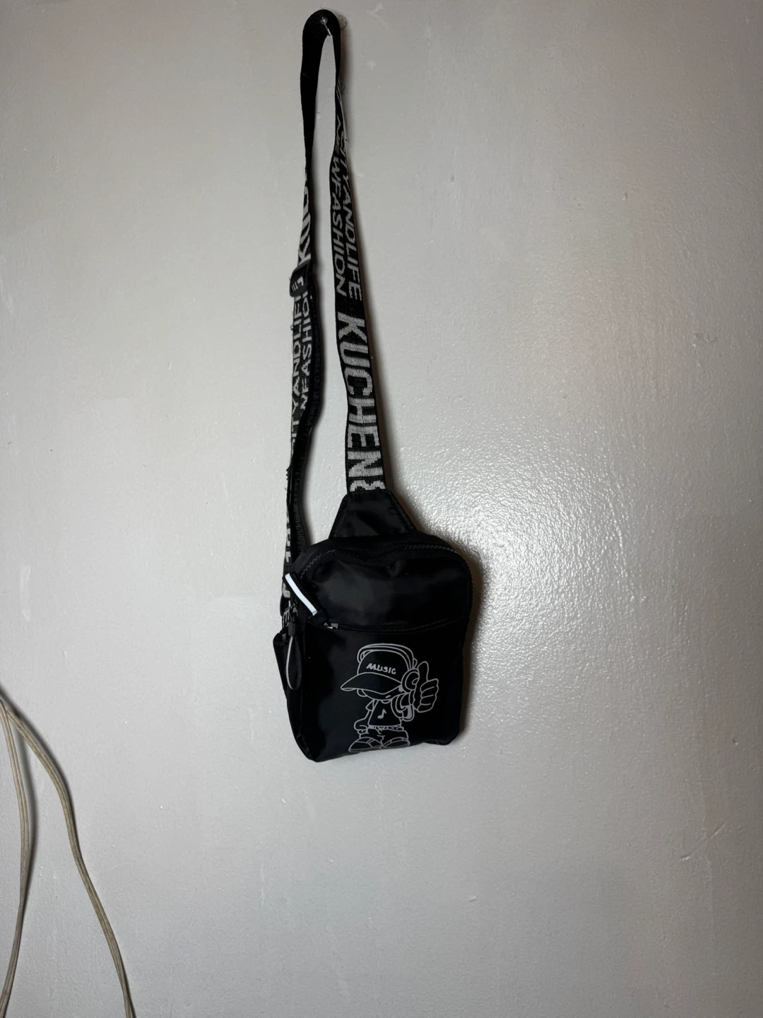Black Crossbody Bag with "Kuchen&Bag" Strap