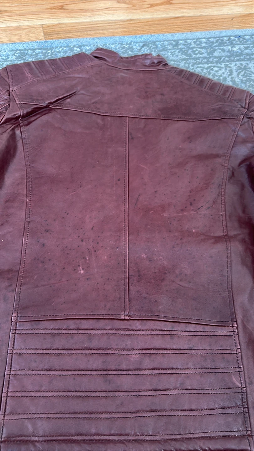 Men's Burgundy Leather Jacket - photo 2
