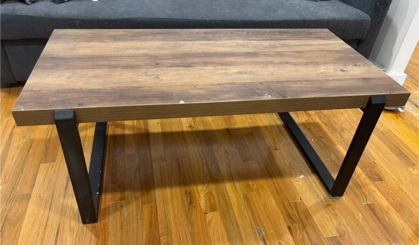 Wooden Coffee Table with Black Metal Legs - photo 2