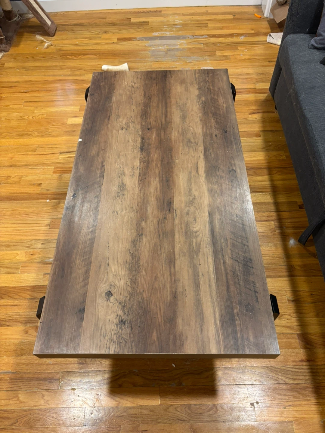Wooden Coffee Table with Black Metal Legs
