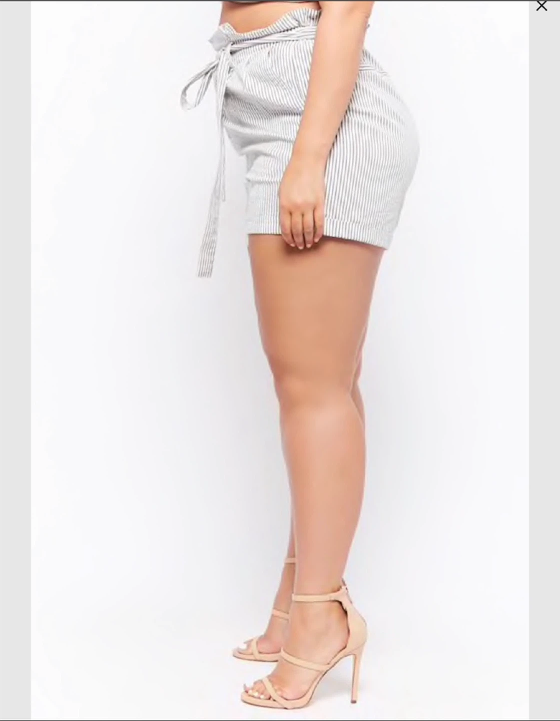 Plus Size Pinstriped Paperbag Shorts - photo 2