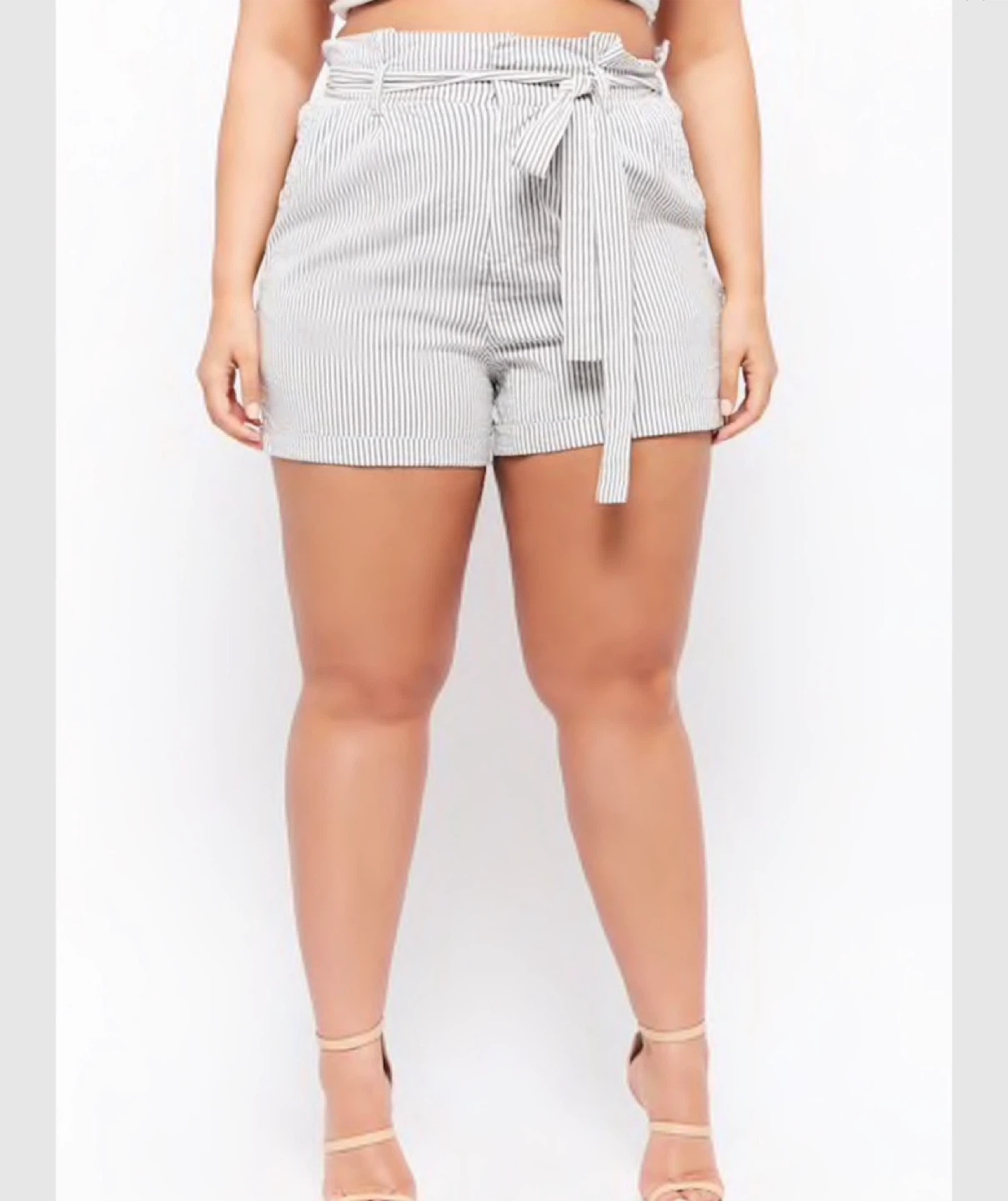 Plus Size Pinstriped Paperbag Shorts - photo 4