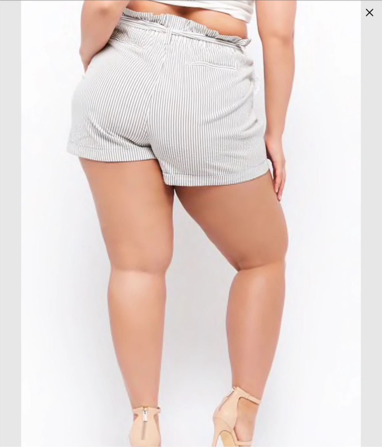 Plus Size Pinstriped Paperbag Shorts - photo 3