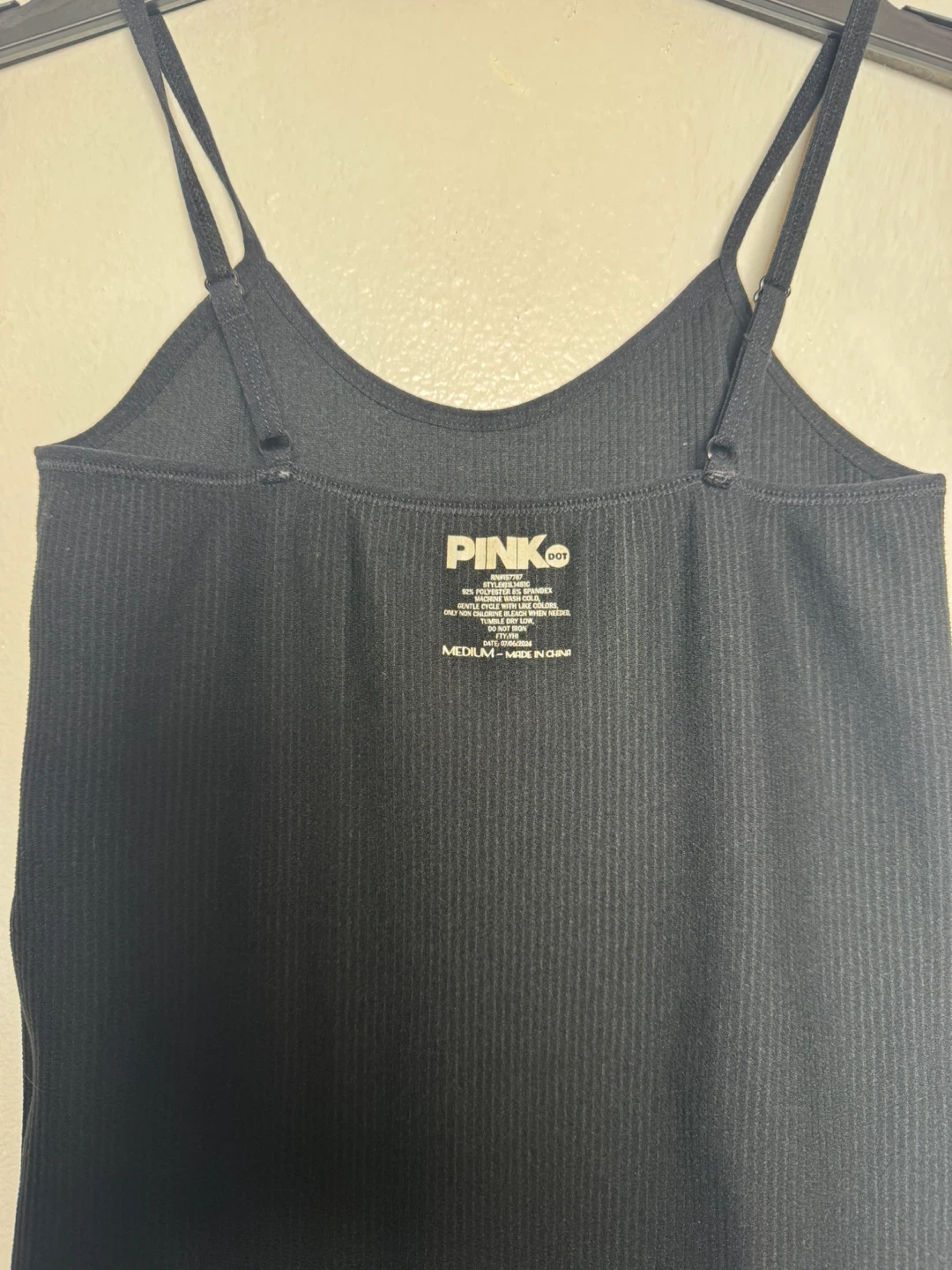 PINK Black Ribbed Spaghetti Strap Bodysuit - photo 3