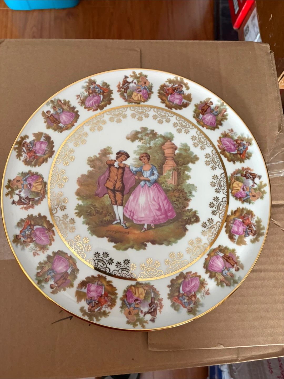 "Fragonard Love Story" 4 Plates- Gloria Fine Porcelain, Bavaria