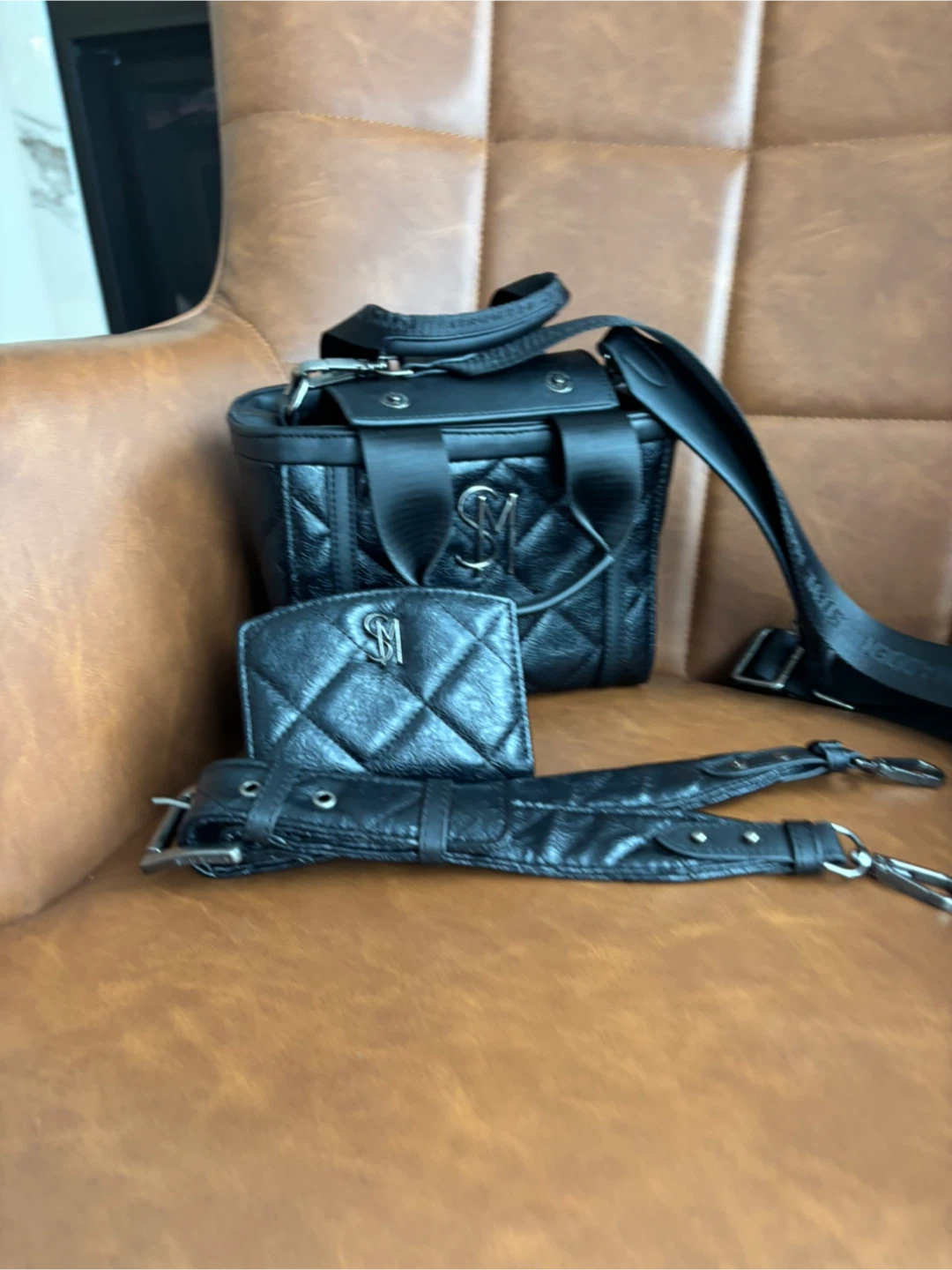 Steve Madden Black Quilted Purse and Wallet - photo 4