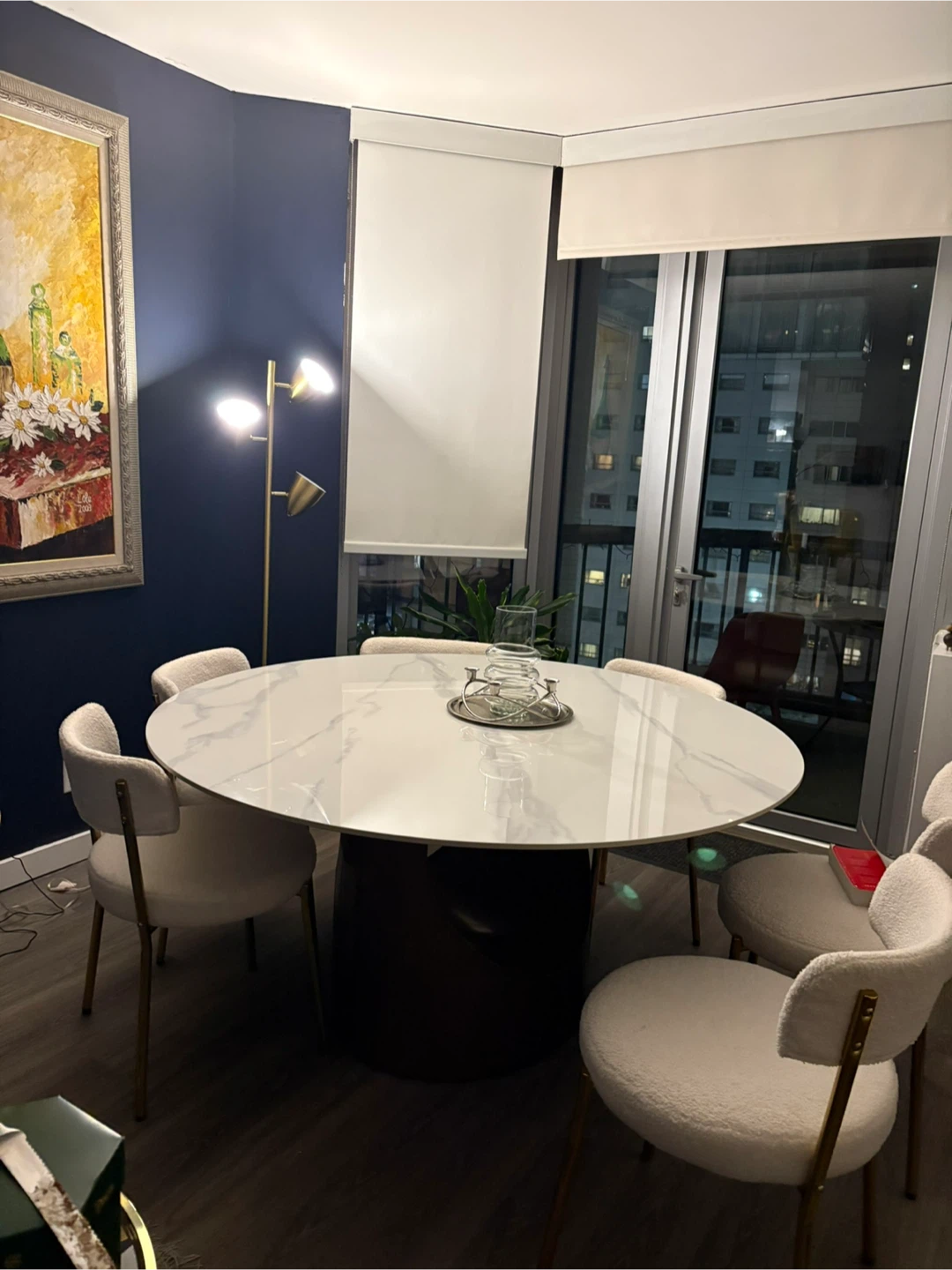 Marble Top Pedestal Dining Table with 6 Chairs - photo 2