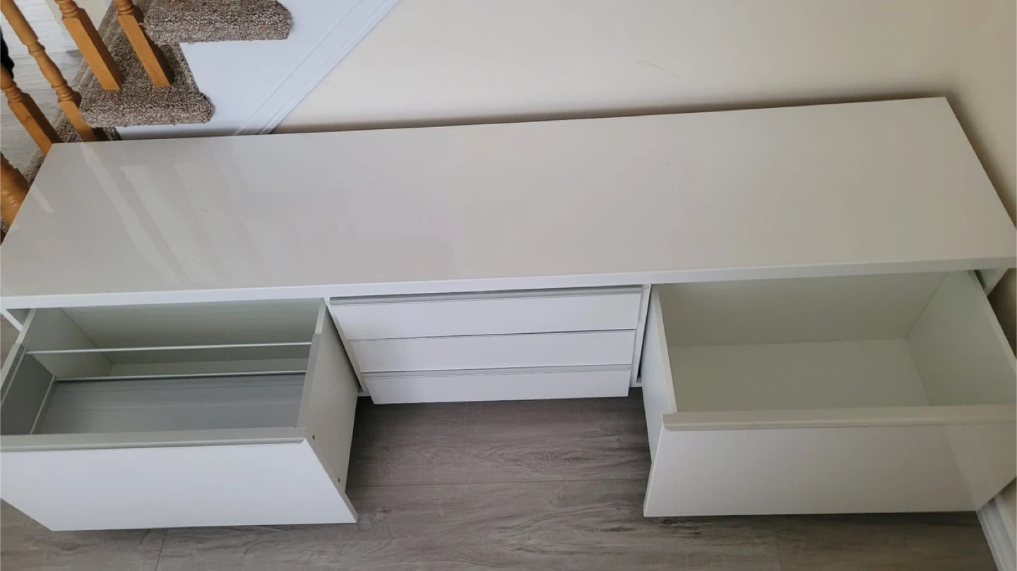 White TV Stand with Drawers and Cabinet - photo 4