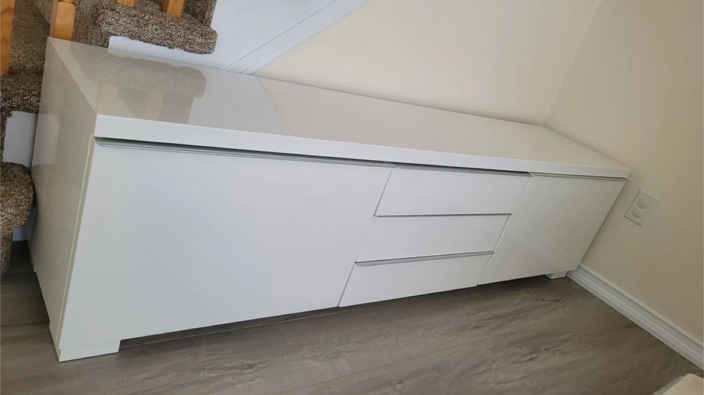 White TV Stand with Drawers and Cabinet - photo 3