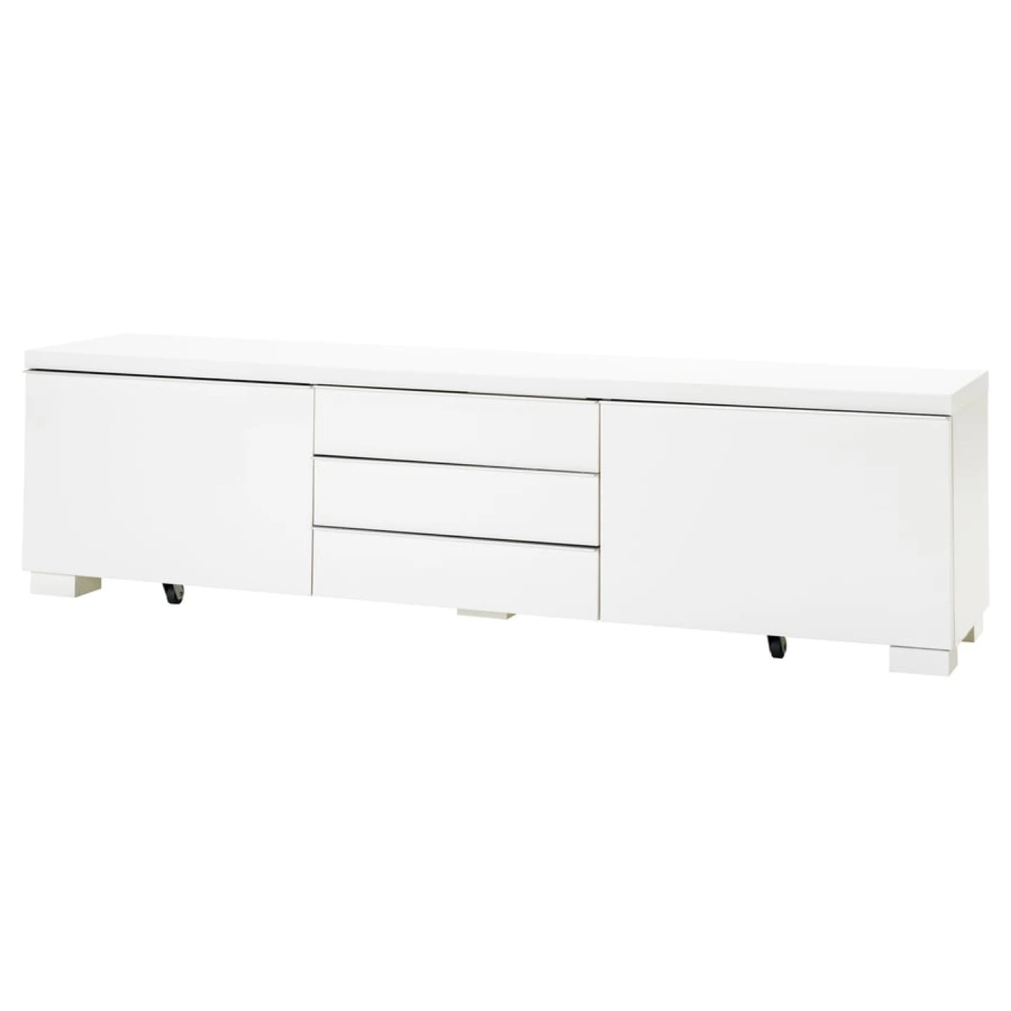 White TV Stand with Drawers and Cabinet