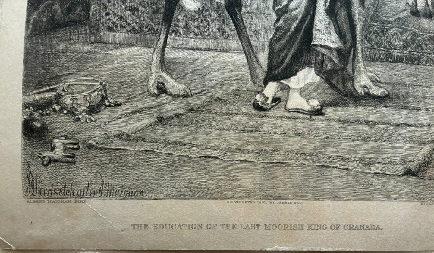 Antique orientalist 1890s print art ostrich Last King Grenada - photo 3
