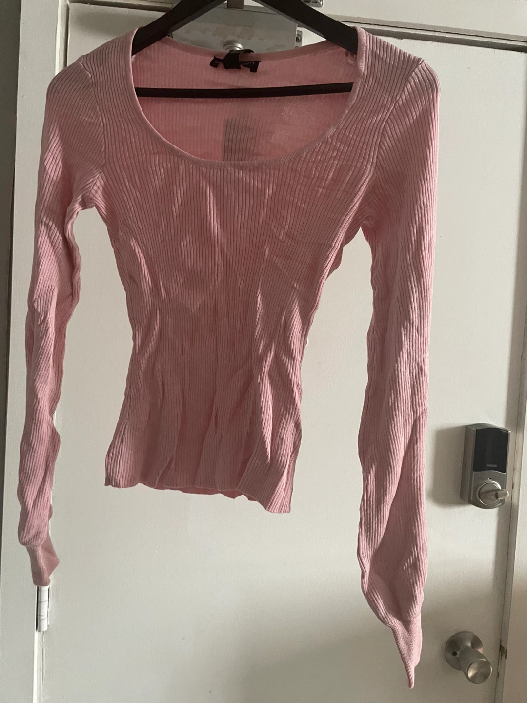Pink Ribbed Long Sleeve Top