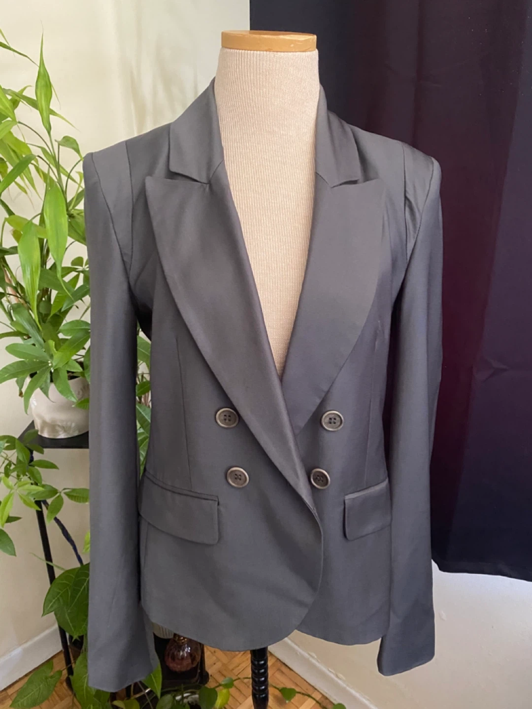 BCBGMAXAZRIA Grey Double-Breasted Blazer - Size XS