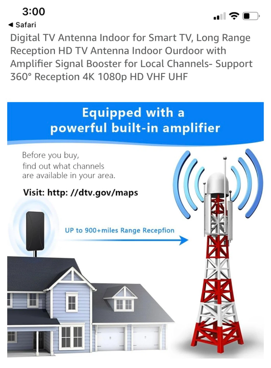 Digital TV Antenna with Amplifier for Smart TV - Indoor/Outdoor - photo 3