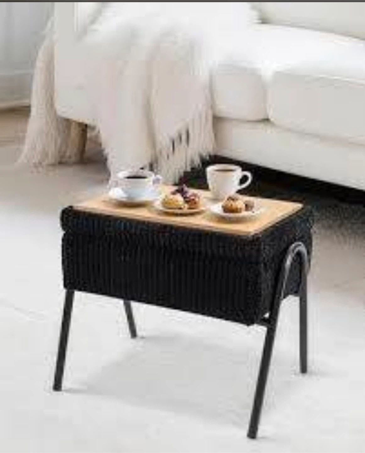 2 black Storage Ottoman Footrest with Tray Top