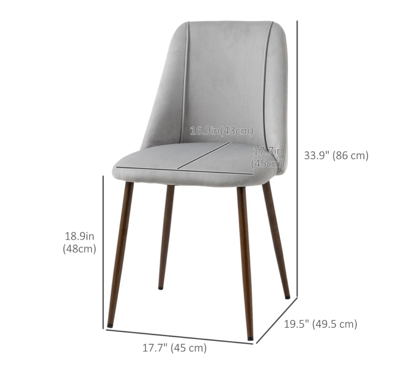 Set of 4 - Grey Velvet Dining Chairs - photo 3