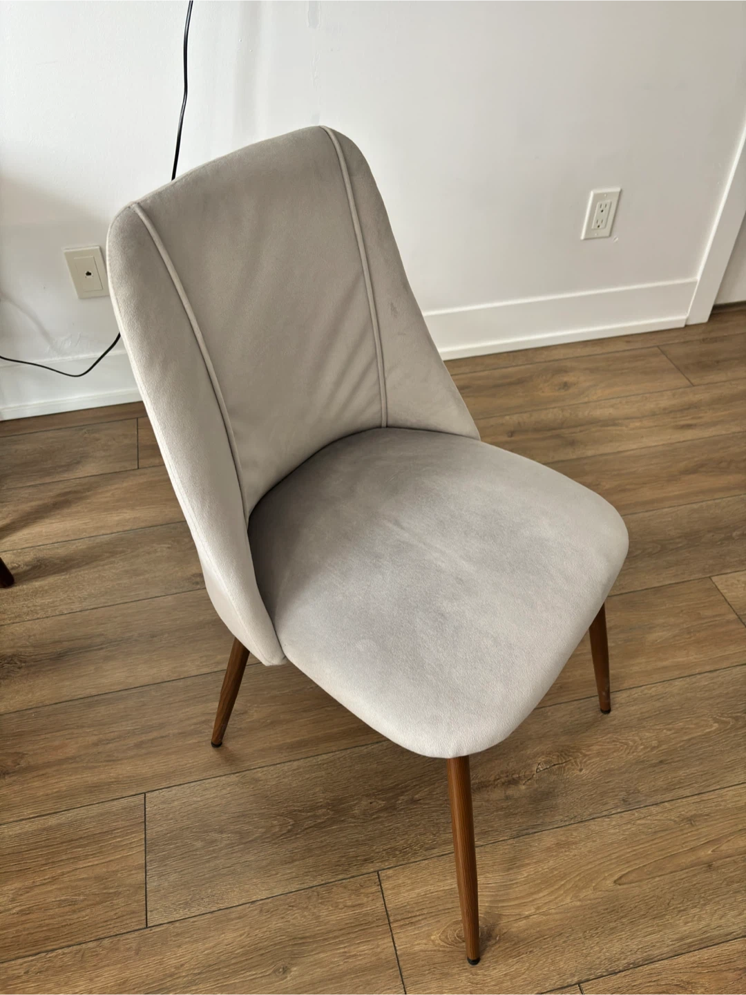 Set of 4 - Grey Velvet Dining Chairs