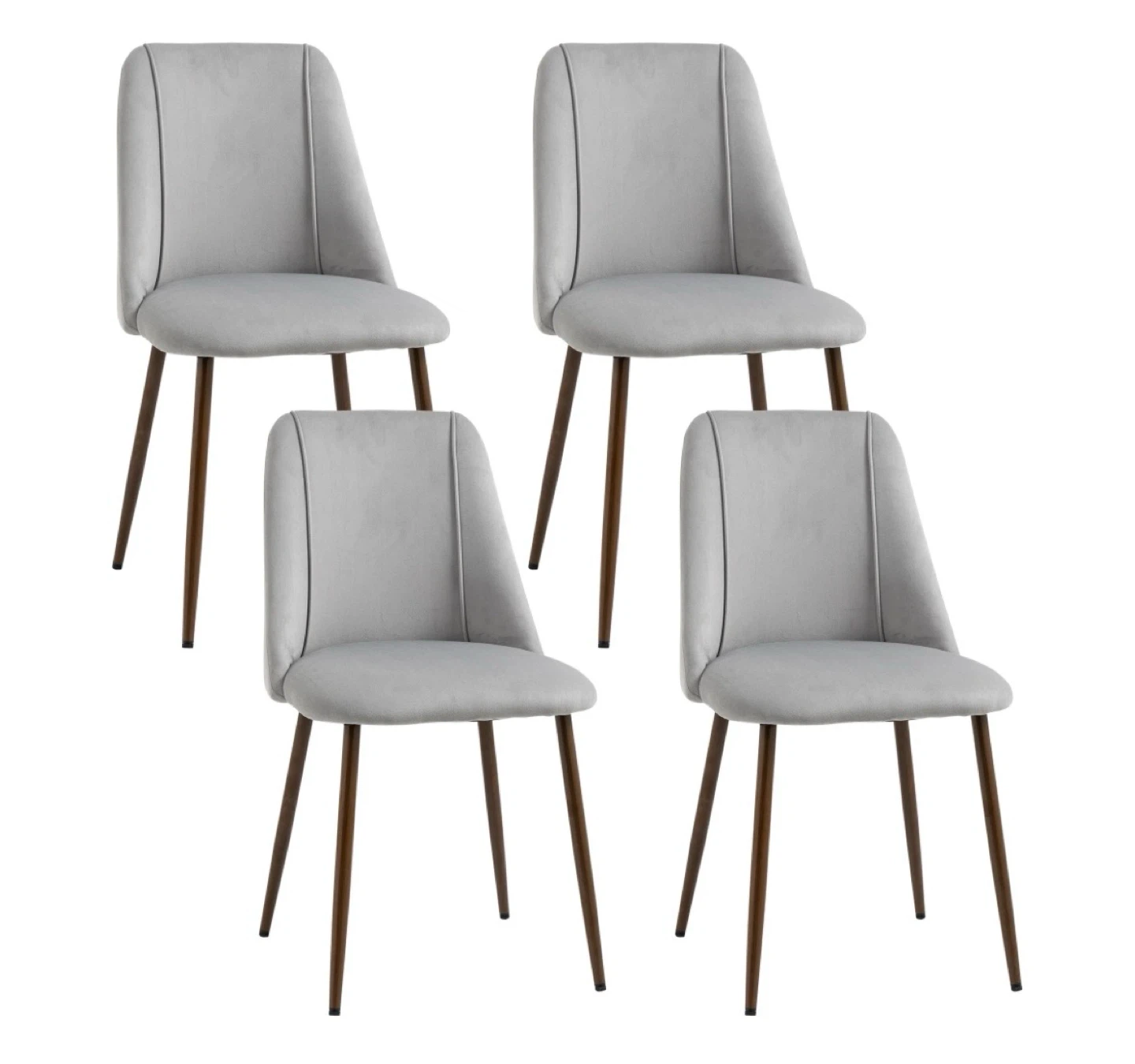 Set of 4 - Grey Velvet Dining Chairs - photo 4