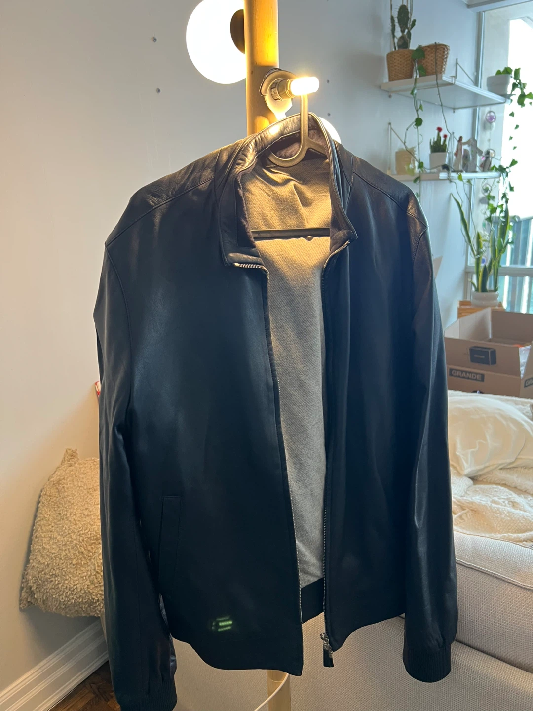 Hackett Mayfair Men's Black Leather Bomber Jacket