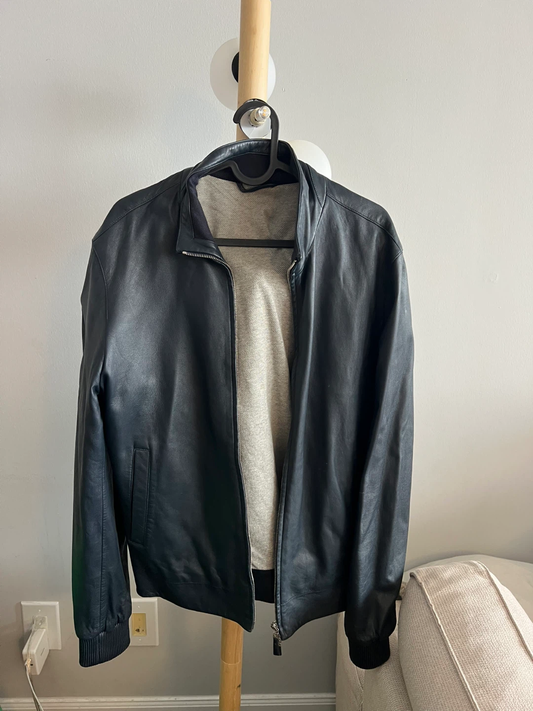 Hackett Mayfair Men's Black Leather Bomber Jacket - photo 2